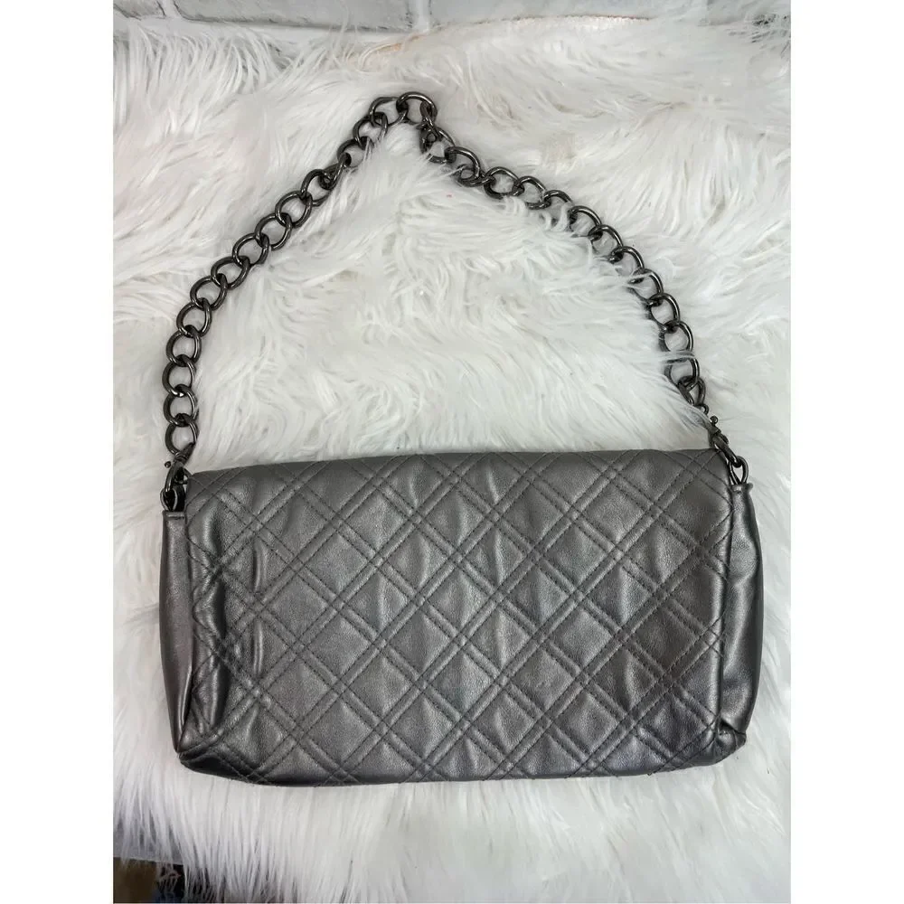Kate Landry Plaid Silver Pattern Metal Studs Animal Print Inside Shoulder Bag